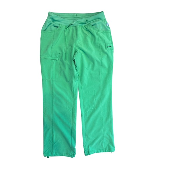 Cherokee Infinity Scrub Bottoms Green Straight Leg Drawstring Cargo Pants Medium - Picture 1 of 7